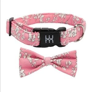 Pink Floral Bowtie Dog Collar